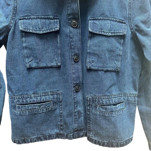 J.Crew 4 Pocket Blue Denim Button-Up Jacket Neutral Boho Classic Preppy Size S - Picture 3 of 8